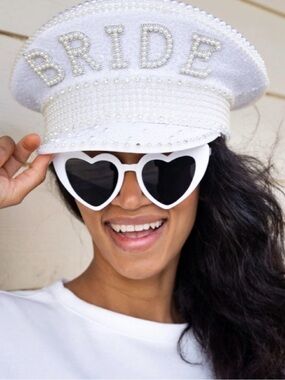 Bride Embellished White Pearl Cap - Women's Bridal Accessory